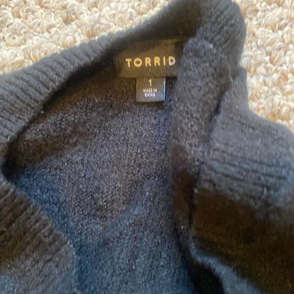 Torrid Frenchie Christmas Pullover Slouchy V-Neck Tunic Sweater Black Size 1X - Picture 4 of 5